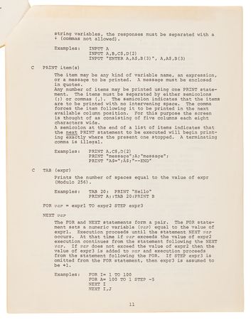 Lot #4042 Apple-1 Computer Preliminary Apple BASIC Users Manual (October 1976) - Image 14