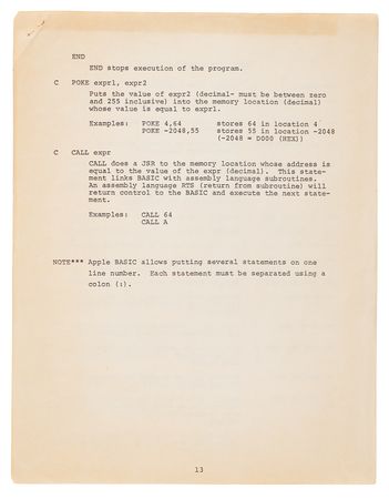 Lot #4042 Apple-1 Computer Preliminary Apple BASIC Users Manual (October 1976) - Image 16