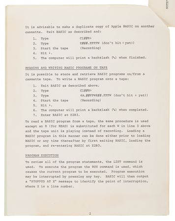 Lot #4042 Apple-1 Computer Preliminary Apple BASIC Users Manual (October 1976) - Image 5