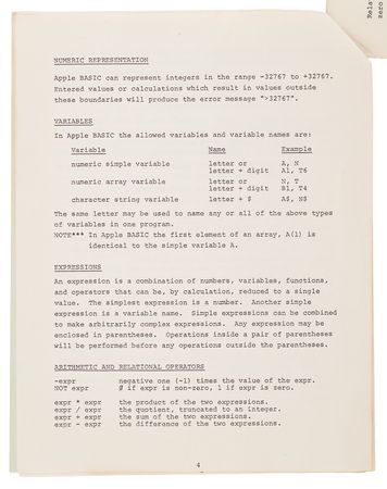 Lot #4042 Apple-1 Computer Preliminary Apple BASIC Users Manual (October 1976) - Image 7
