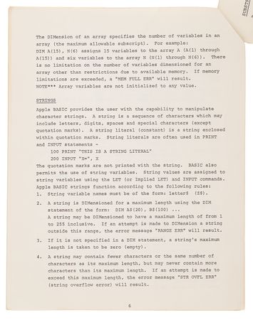 Lot #4042 Apple-1 Computer Preliminary Apple BASIC Users Manual (October 1976) - Image 9