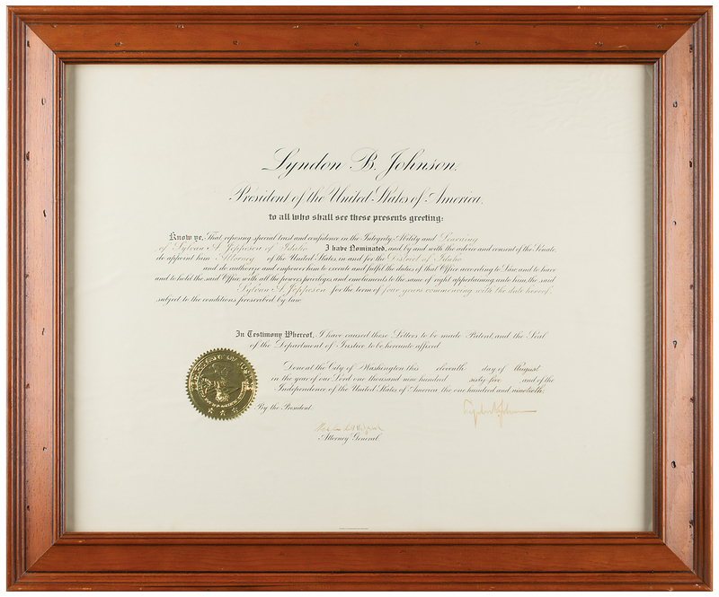 Lot 38 Lyndon B. Johnson Document Signed as President