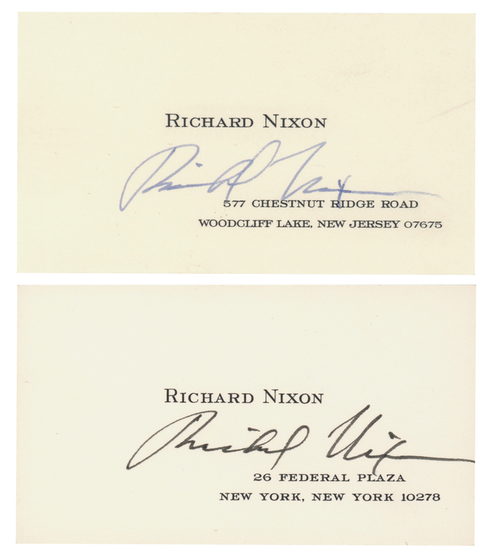 Lot 43 Richard Nixon (2) Signed Business Cards