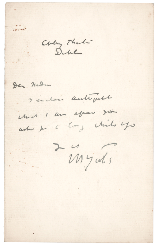 Lot 334 William Butler Yeats Autograph Letter Signed