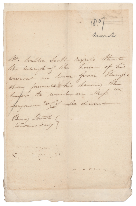 Lot 322 Sir Walter Scott Third-Person Autograph Letter Signed