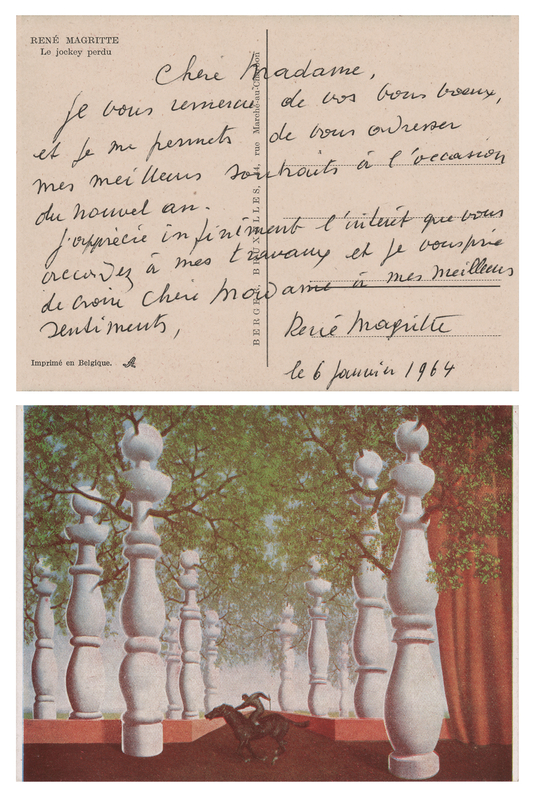Lot 220 Rene Magritte Autograph Letter Signed on 'The Lost Jockey' Postcard
