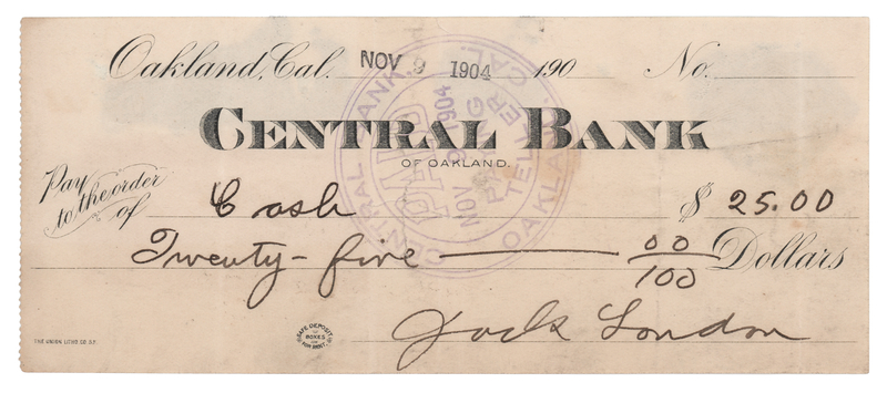 Lot 304 Jack London Signed Check (1904)