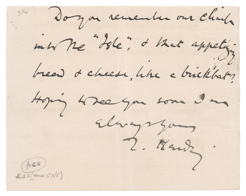Lot 295 Thomas Hardy Autograph Note Signed