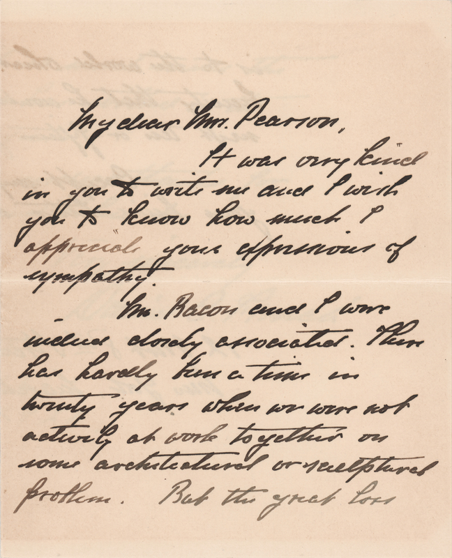 Lot 217 Daniel Chester French Autograph Letter Signed on Henry Bacon's Death
