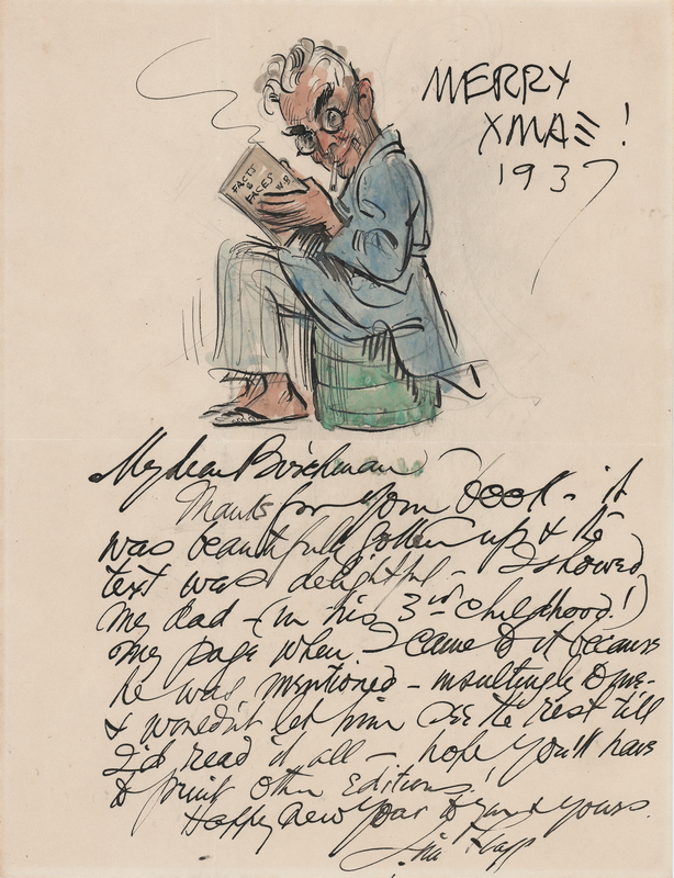 Lot 216 James Montgomery Flagg Autograph Letter Signed with Original Self-Portrait Sketch