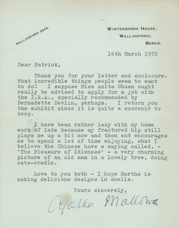 Lot 275 Agatha Christie Typed Letter Signed on 