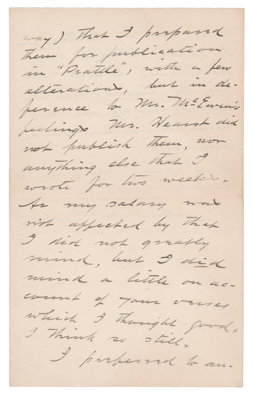 Lot 271 Ambrose Bierce Autograph Letter Signed on Publishing with William Randolph Hearst