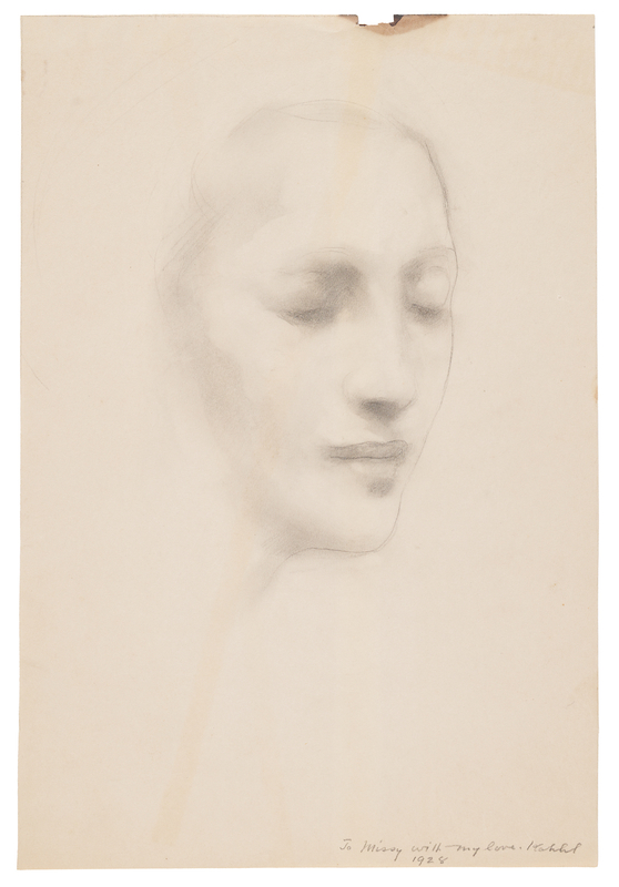 Lot 291 Kahlil Gibran Signed Sketch