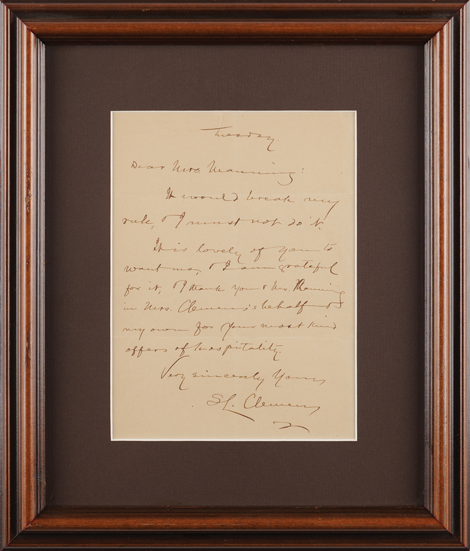 Lot 242 Samuel L. Clemens Autograph Letter Signed