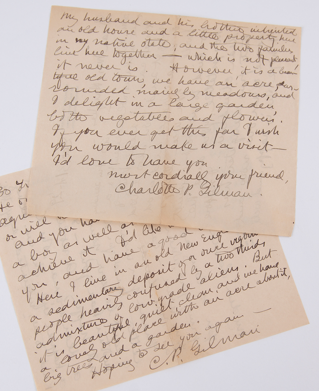 Lot 135 Charlotte Perkins Gilman (2) Autograph Letters Signed