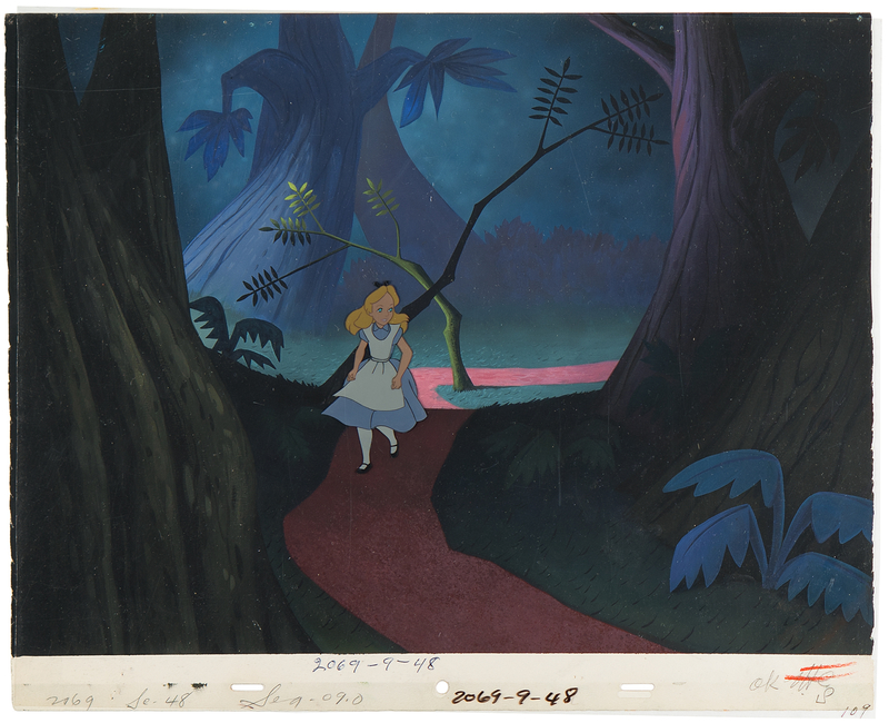 Lot 634 Alice production key master background set-up from Alice in Wonderland