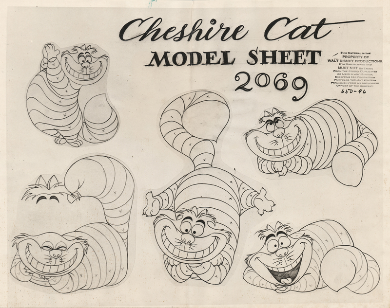 Lot 680 Cheshire Cat model sheet from Alice in Wonderland