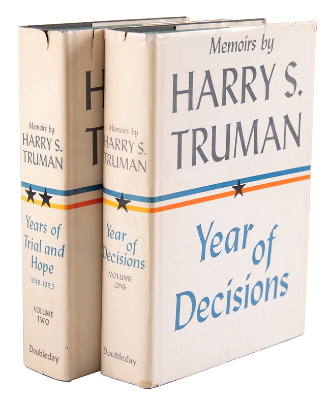 Lot 62 Harry S. Truman (2) Signed Books - Memoirs: Year of Decisions and Years of Trial and Hope