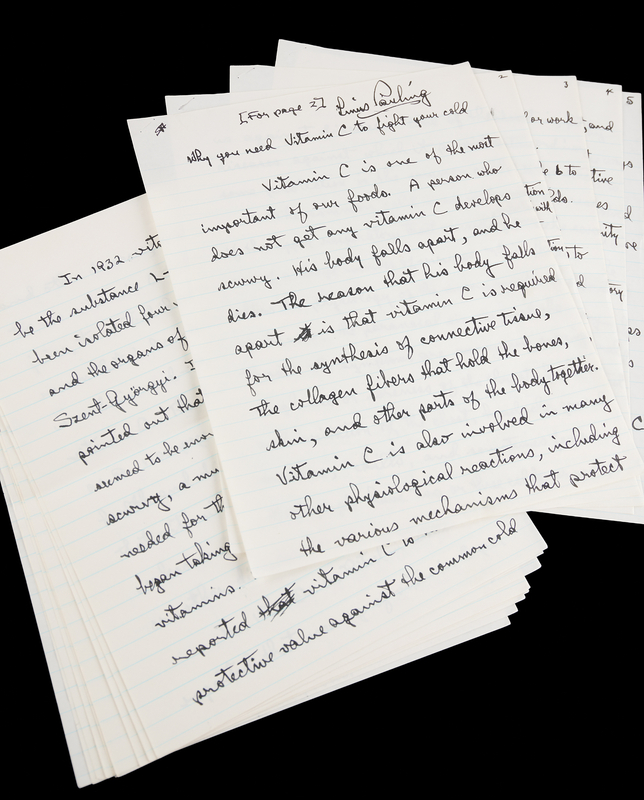 Lot 103 Linus Pauling Autograph Manuscript Signed: 