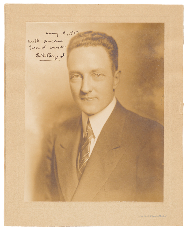 Lot 122 Richard E. Byrd Signed Photograph Inscribed During the 1927 Transatlantic Flight Race