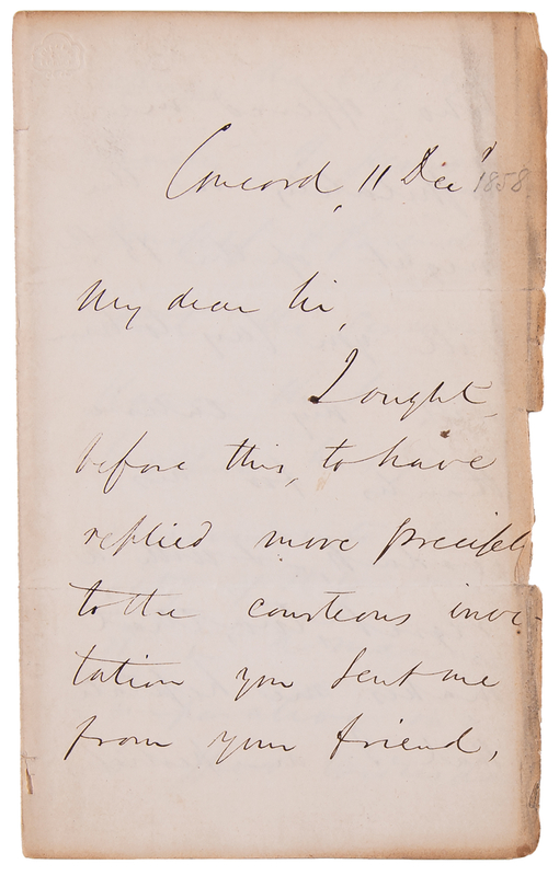 Lot 288 Ralph Waldo Emerson Autograph Letter Signed