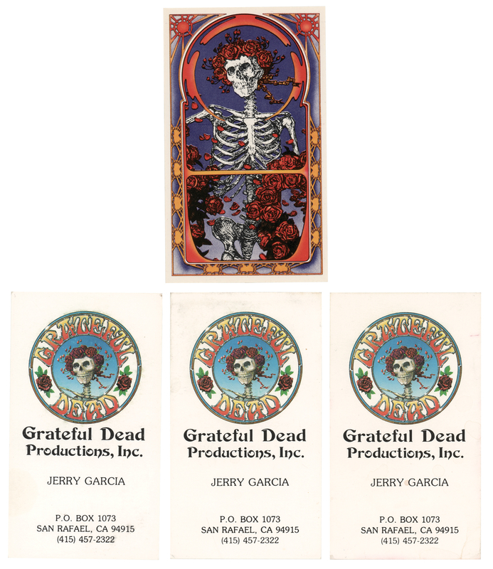 Lot 435 Grateful Dead: Jerry Garcia (3) Grateful Dead Productions, Inc. Business Cards