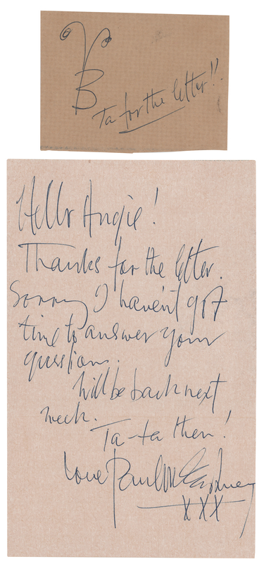 Lot 405 Beatles: Paul McCartney Autograph Letter Signed with Rare Early 'Bug' Logo