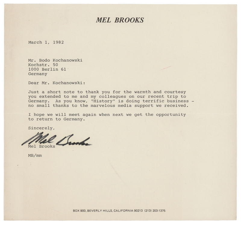 Lot 521 Mel Brooks Typed Letter Signed - 