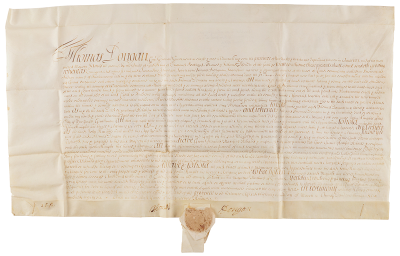 Lot 75 Thomas Dongan Signed Colonial New York Land Document, Ratifying a Native American Land Purchase (1686)