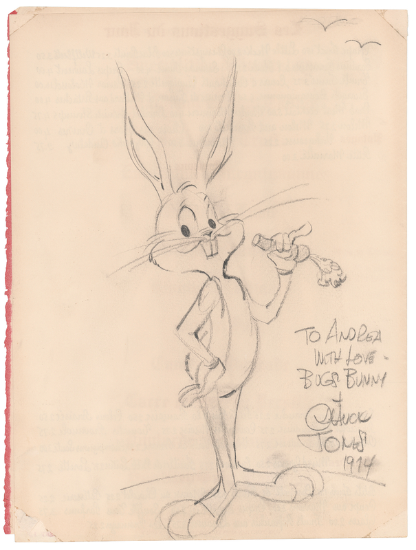 Lot 710 Chuck Jones Large Original Sketch of Bugs Bunny