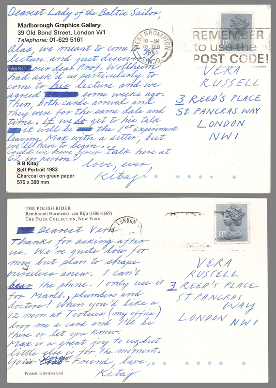 Lot 218 R. B. Kitaj (2) Autograph Letters Signed
