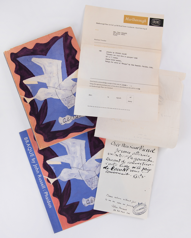Lot 208 Georges Braque Autograph Note Signed with Cover Design Material for G. Braque (1959)