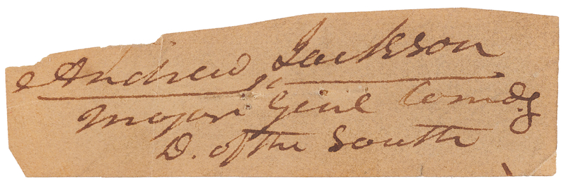 Lot 37 Andrew Jackson Signature as Commanding General of the Southern Division