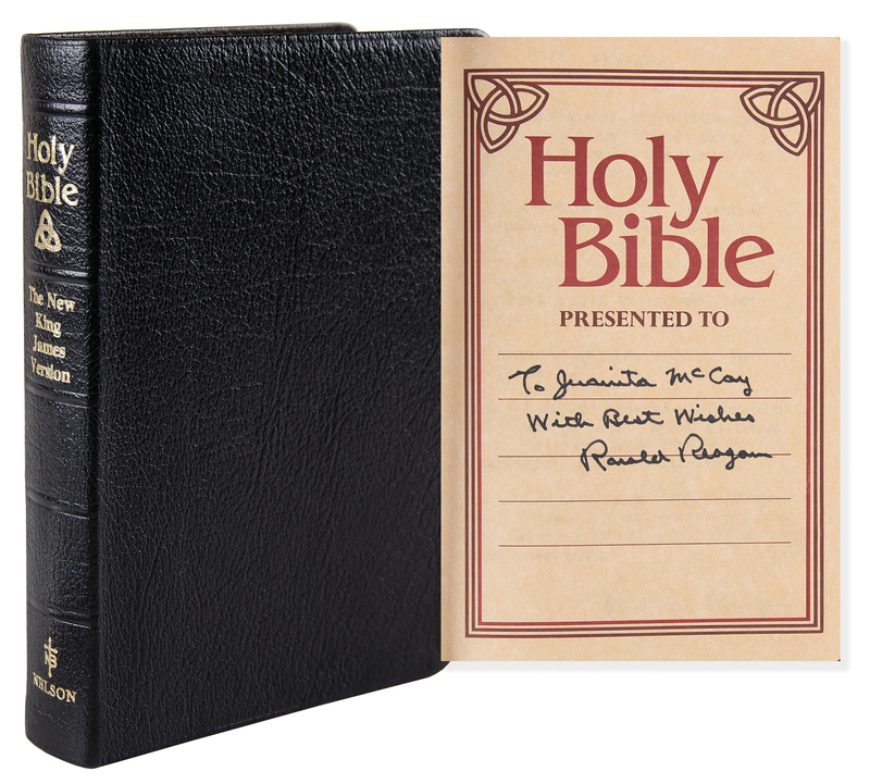 Lot 18 Ronald Reagan Signed Book - The Holy Bible