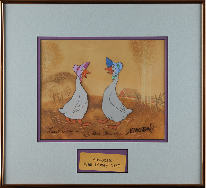 Lot 695 Frank Thomas, Ollie Johnston, and Marc Davis signed production cel from The Aristocats