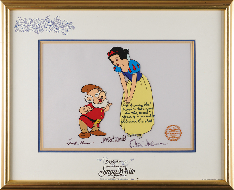 Lot 697 Frank Thomas, Ollie Johnston, and Marc Davis signed limited edition serigraph cel for Snow White and the Seven Dwarfs
