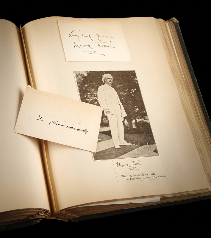 Lot 106 19th/20th Century Notables Autograph Scrapbook, with Thomas Edison, Mark Twain, and Theodore Roosevelt