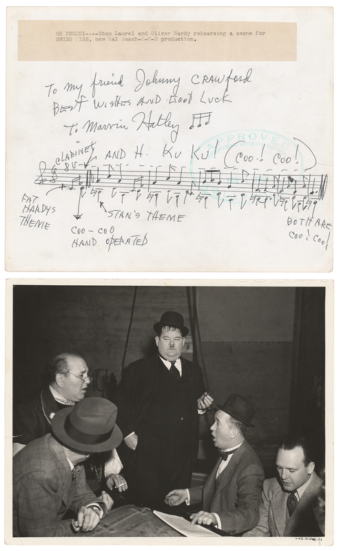 Lot 537 Laurel and Hardy: T. Marvin Hatley Autograph Musical Quotation Signed