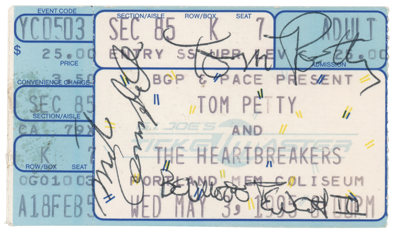 Lot 471 Tom Petty Signed Ticket Stub