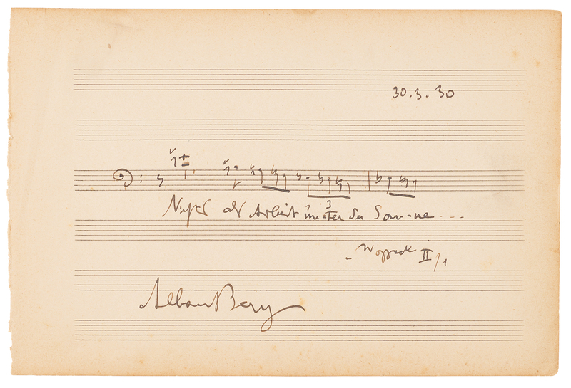Lot 339 Alban Berg Autograph Musical Quotation Signed from 