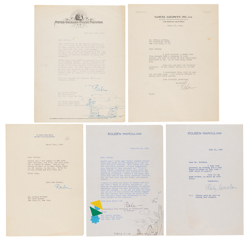 Lot 542 Rouben Mamoulian (5) Typed Letters Signed