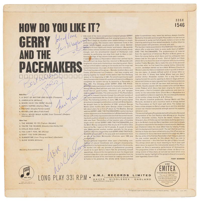 Lot 428 Gerry and The Pacemakers Signed Album - How Do You Like It?