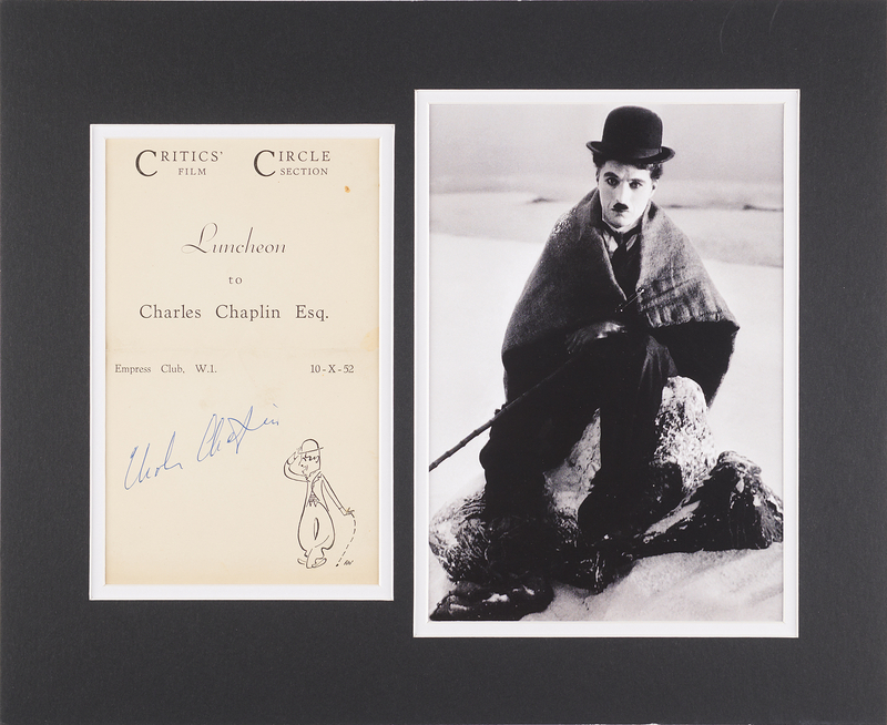 Lot 509 Charlie Chaplin Signed Critics' Circle Film Section Luncheon Menu During His Limelight Visit to London (1952)
