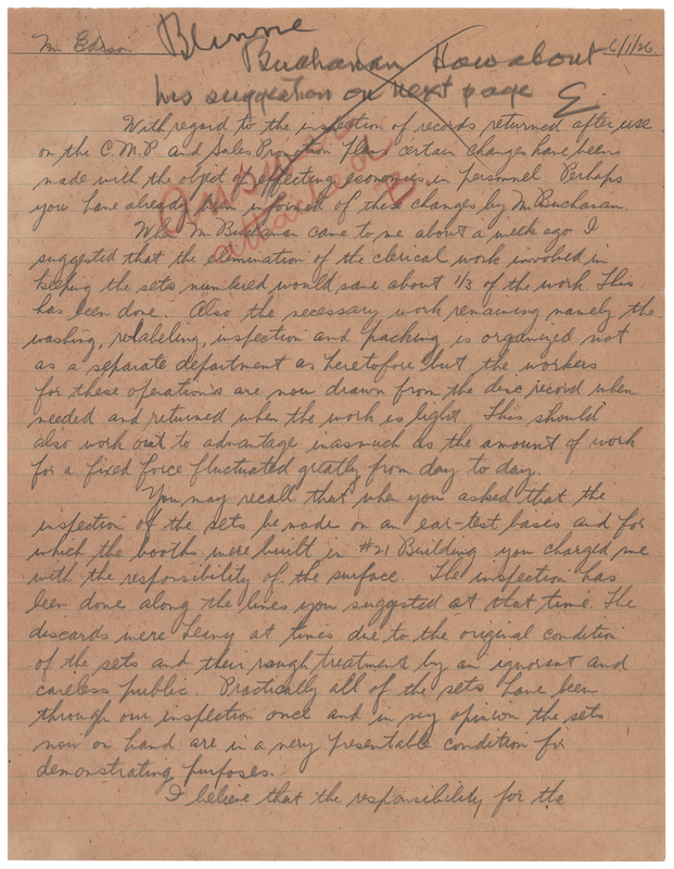 Lot 129 Thomas Edison Autograph Note Signed on the Inspection of Records