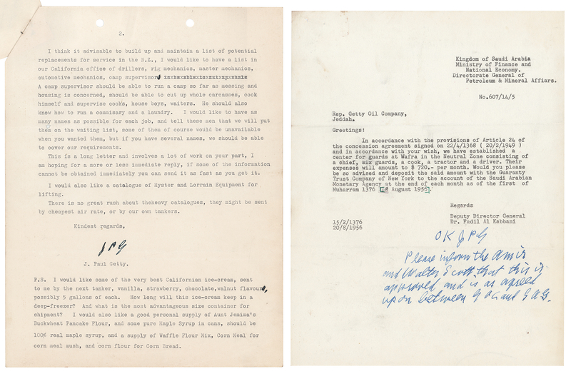 Lot 134 J. Paul Getty (2) Typed Letters Signed