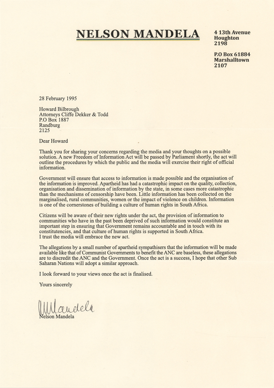 Lot 142 Nelson Mandela Typed Letter Signed: 