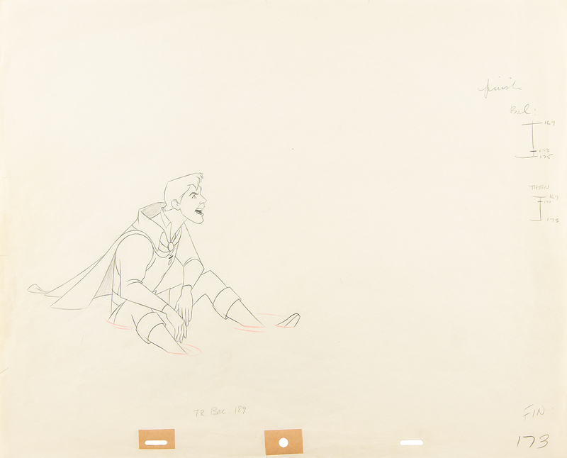 Lot 690 Milt Kahl production drawing of Prince Phillip from Sleeping Beauty