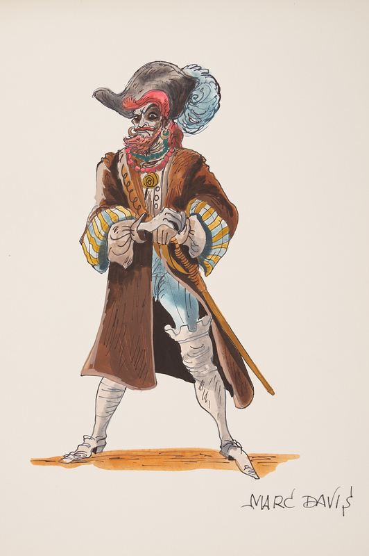 Lot 641 Haunted Mansion ride concept painting of Captain Bartholomew Gore by Marc Davis