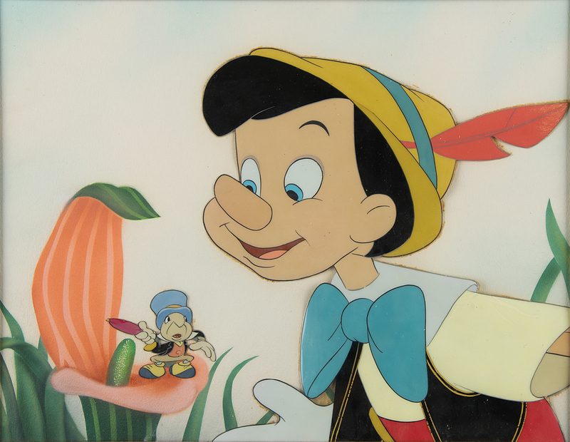 Lot 627 Pinocchio and Jiminy Cricket production cels from Pinocchio