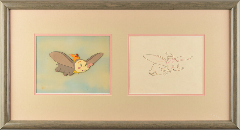 Lot 628 Dumbo and Timothy Q. Mouse production cel and drawing from Dumbo